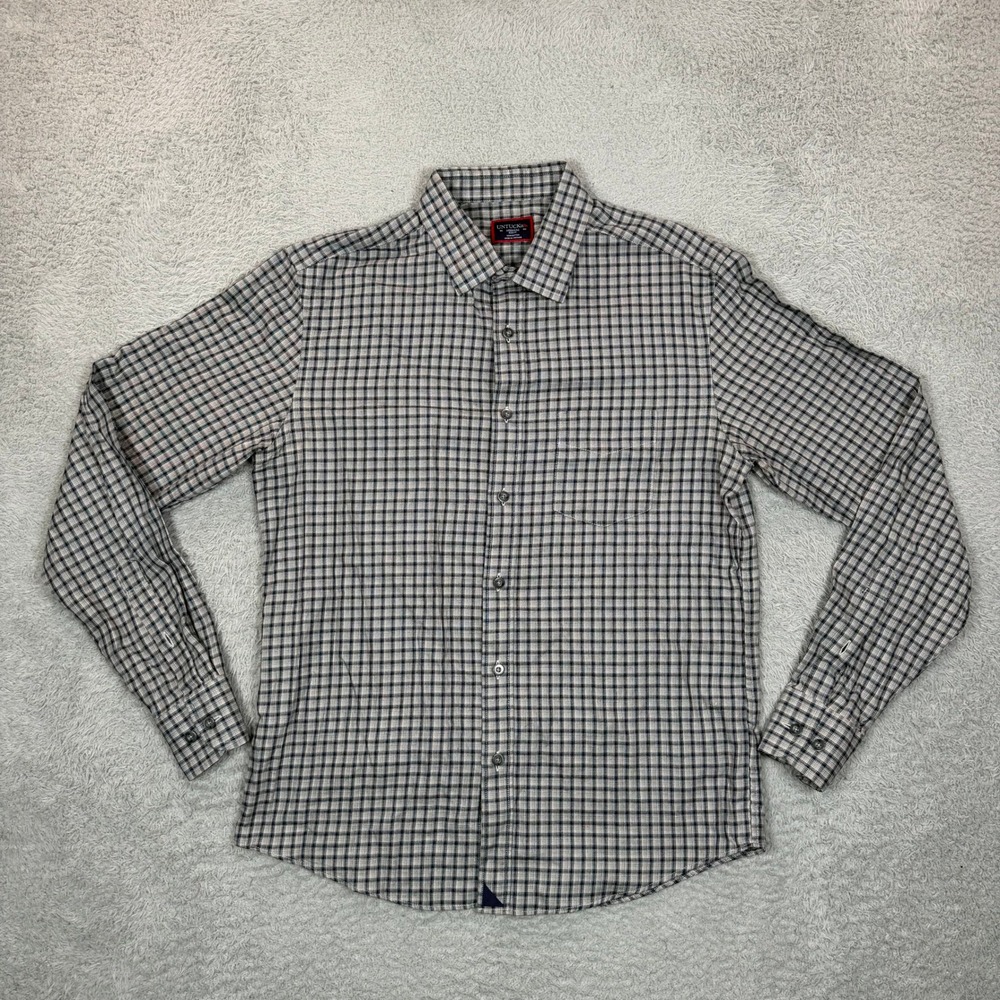 UNTUCKit Massoni Slim Fit Plaid Button Down Shirt Mens Medium Gray 40683